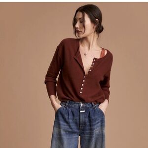 Pilcro Henley cashmere sweater